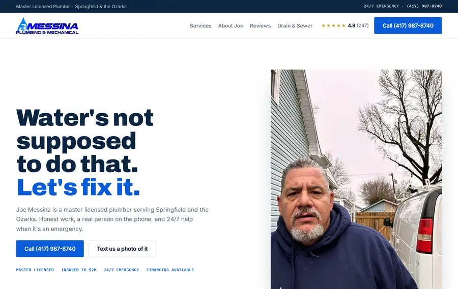A website we built for Messina Plumbing