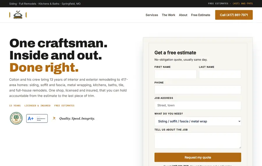 A website we built for Nehemiah Remodeling
